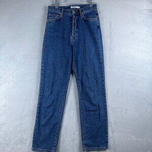 NA-KD Tapered Leg Jeans Women's Size 38 Button Fly High Rise Blue Flat Front